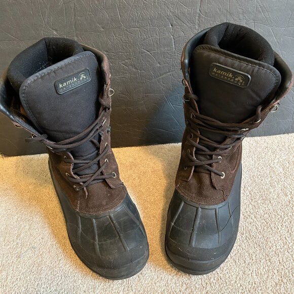 Kamik Montana2 Waterproof Thinsulate Boots Men's Size 13 Brown Suede - Picture 2 of 11